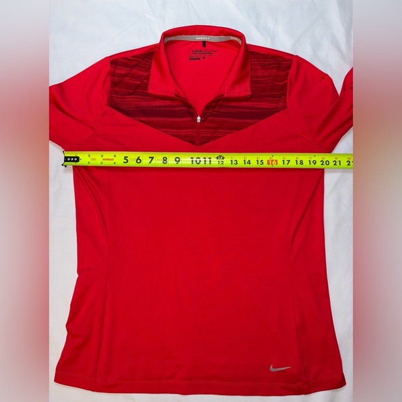 Nike Golf Size L Red Long Sleeve Quarter Zip Dri-Fit Shirt - Picture 3 of 7
